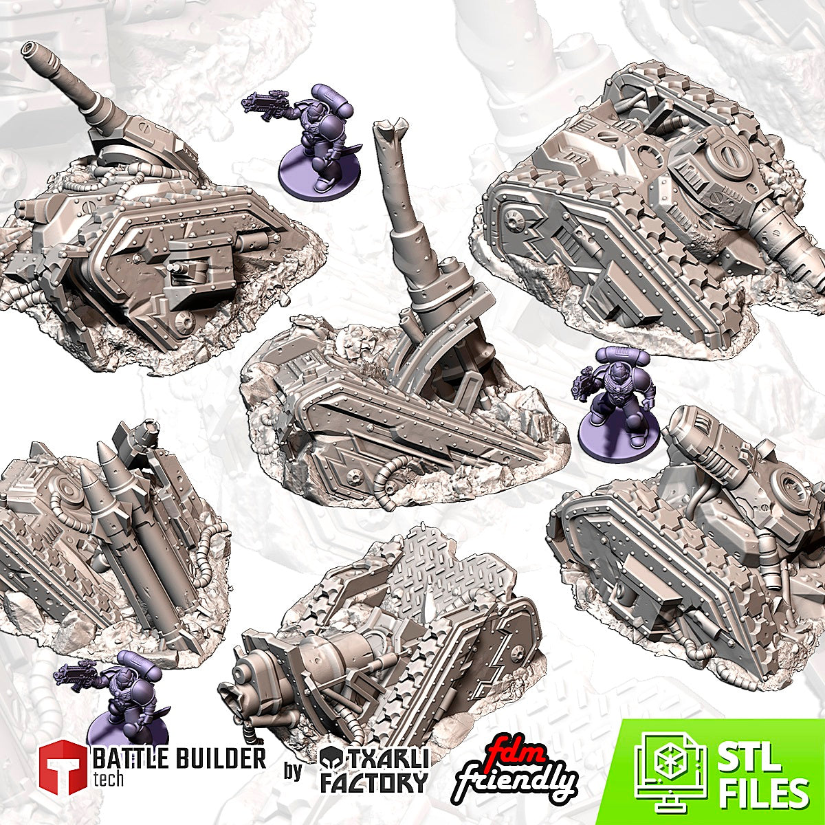 DESTROYED TANKS - FULL SETx6 ELEMENTS image 1