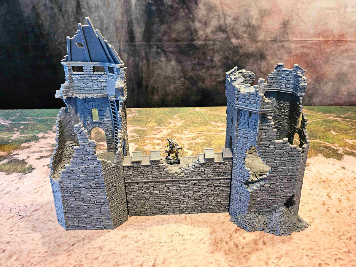 GRIMDALE CITY WALLS - PACK RUINED TOWERS x2 + WALL V1 image 0