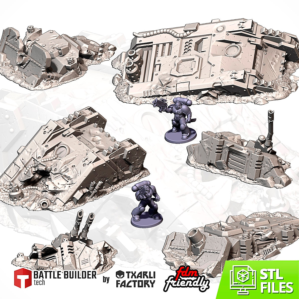 CRASHED TANKS - FULL SET x6 ELEMENTS image 1